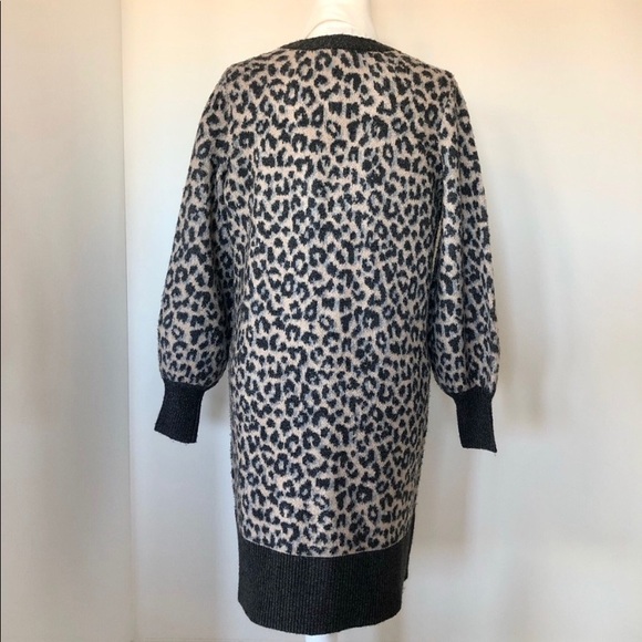 Marled grey leopard print cardigan - Picture 3 of 7